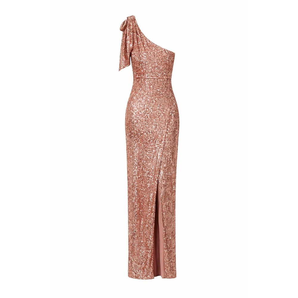 MNG Capsule Rose Gold Sequin One Shoulder Gown XS NWT - Picture 5 of 11